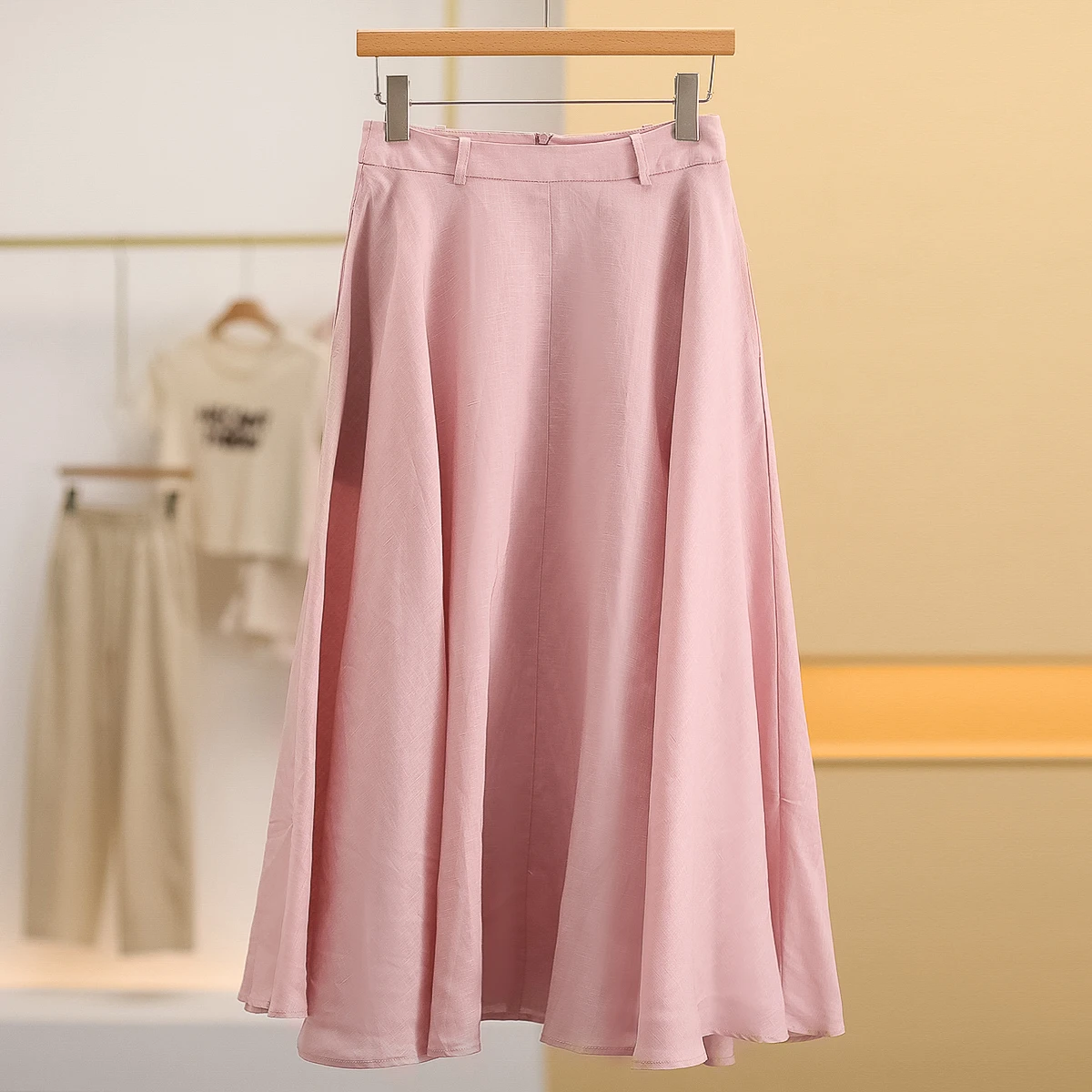 High Waist Loose Midi Skirt Women's Half-length A-line Skirt Lenzing Lyocell 74% Linen 25% Casual Summer New Arrival