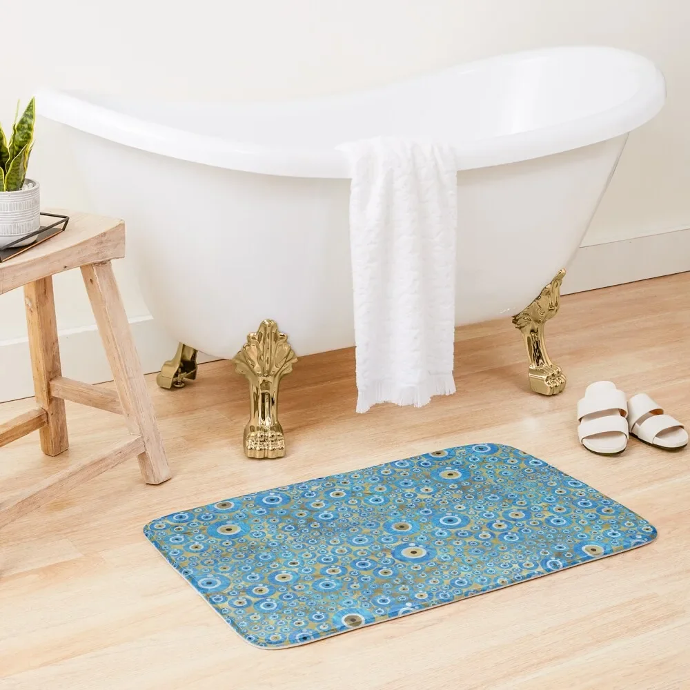 

Greek Blue Glass Evil Eye Amulet Bath Mat Showers Slip-Resistant Modern Bathroom Accessories Mat