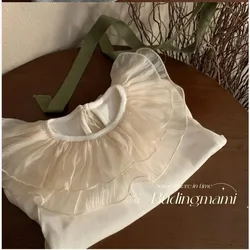 Baby Girls' Top Autumn/Winter Children's Bottom Shirt New Fashionable Sweet Lace Collar Long Sleeve Pure Cotton T-shirt