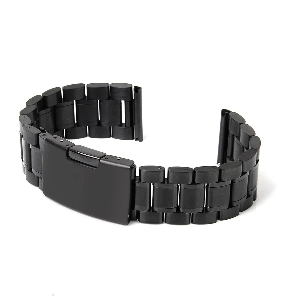 

18mm Stainless Steel Watch Band 165mm Length 3 5mm Thickness Foldover Clasp Straight End Replacement Strap Solid Links Black