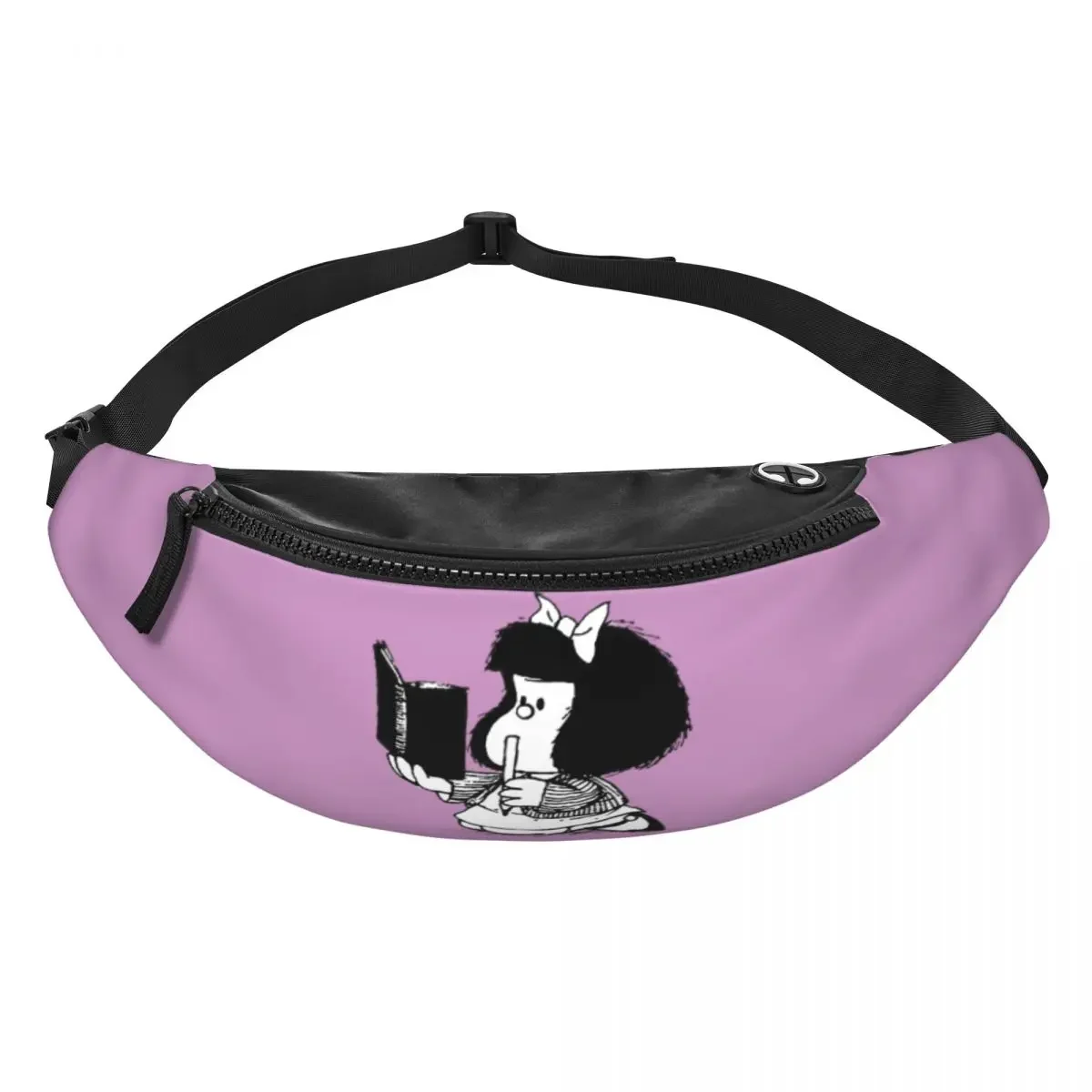 Casual Mafalda Fanny Pack com Notebook para Homens e Mulheres, Quino Comic Cartoon, Bolsa de cintura crossbody para correr, Bolsa de dinheiro para telefone