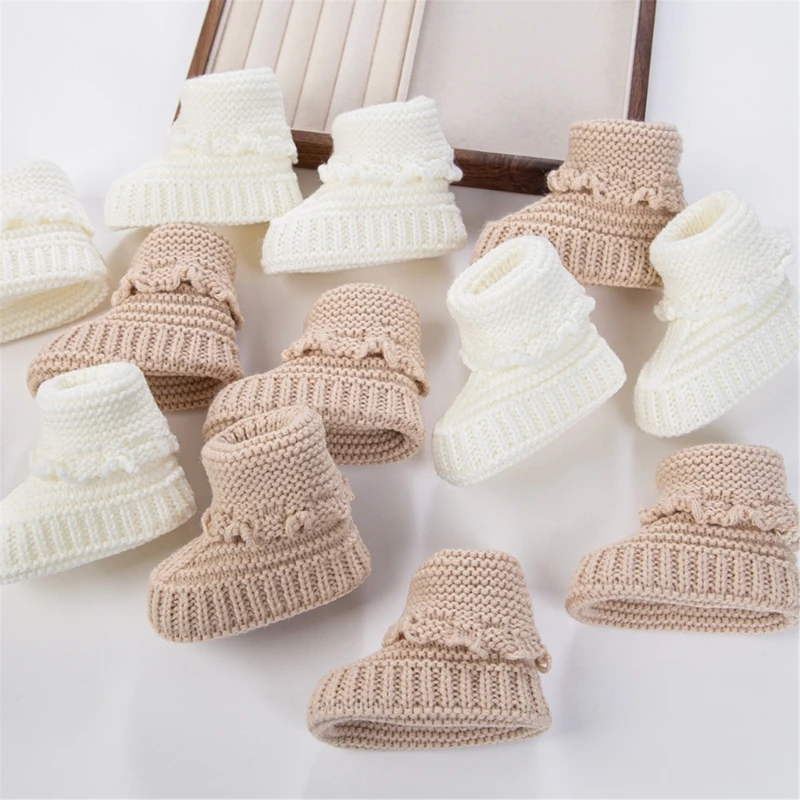 Baby Booties newborns First Walkers Soft Knit Shoes Elegant Knit Baby Booties Comfortable Wearing for Infant Boy & Girls