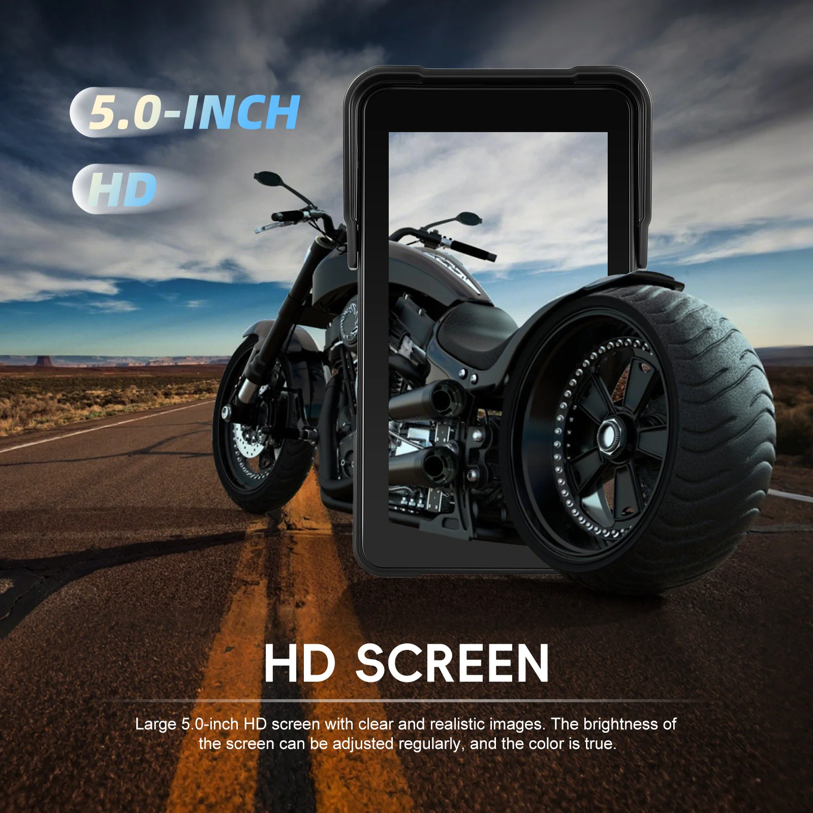 Podofo 5-Zoll-Vertikalbildschirm, intelligentes Motorrad-Display, kabelloses Carplay, Android-Auto-Navigation, IP68, wasserdicht, BT, Helligkeitseinstellung, Motorrad-Monitor, 12 V, mehrere Sprachen, tragbarer Monitor, Smart Player – Detail 7