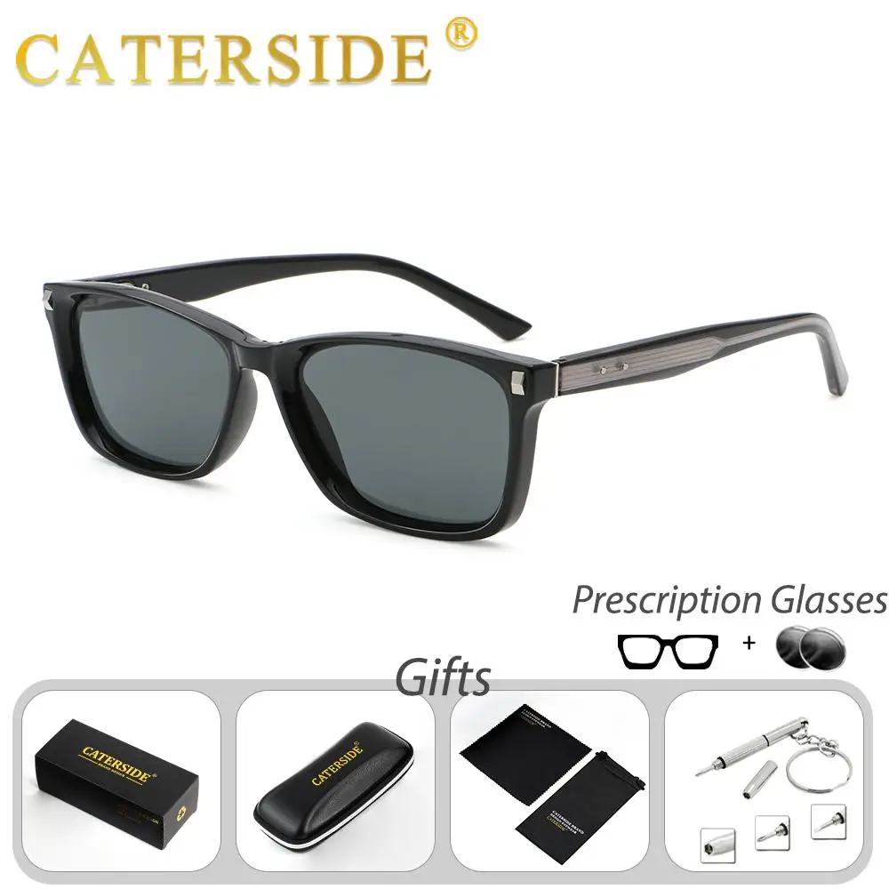 CATERSIDE Neue quadratische Korrektions-Sonnenbrille für Herren mit Federscharnier-Design, Korrektions-Sonnenbrille für Damen, Outdoor-Korrektionsbrille – Detail 4