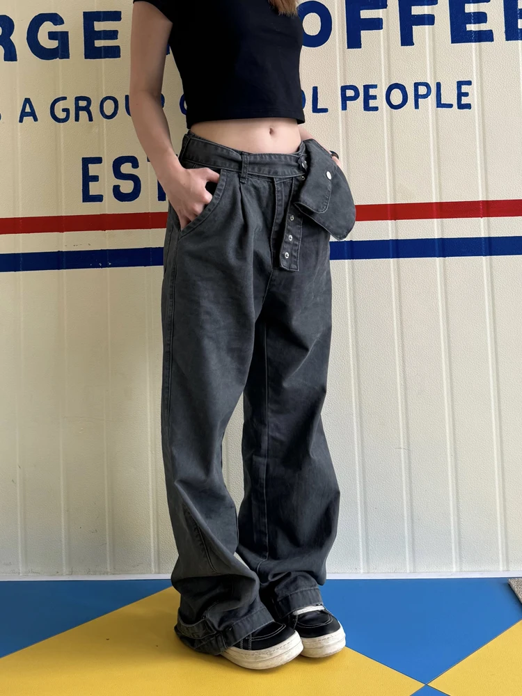 

Американские джинсы с завязками в стиле ретро, свободные широкие брюки прямого кроя для мужчин и женщин от Ccye, брендовые глубокие цвета