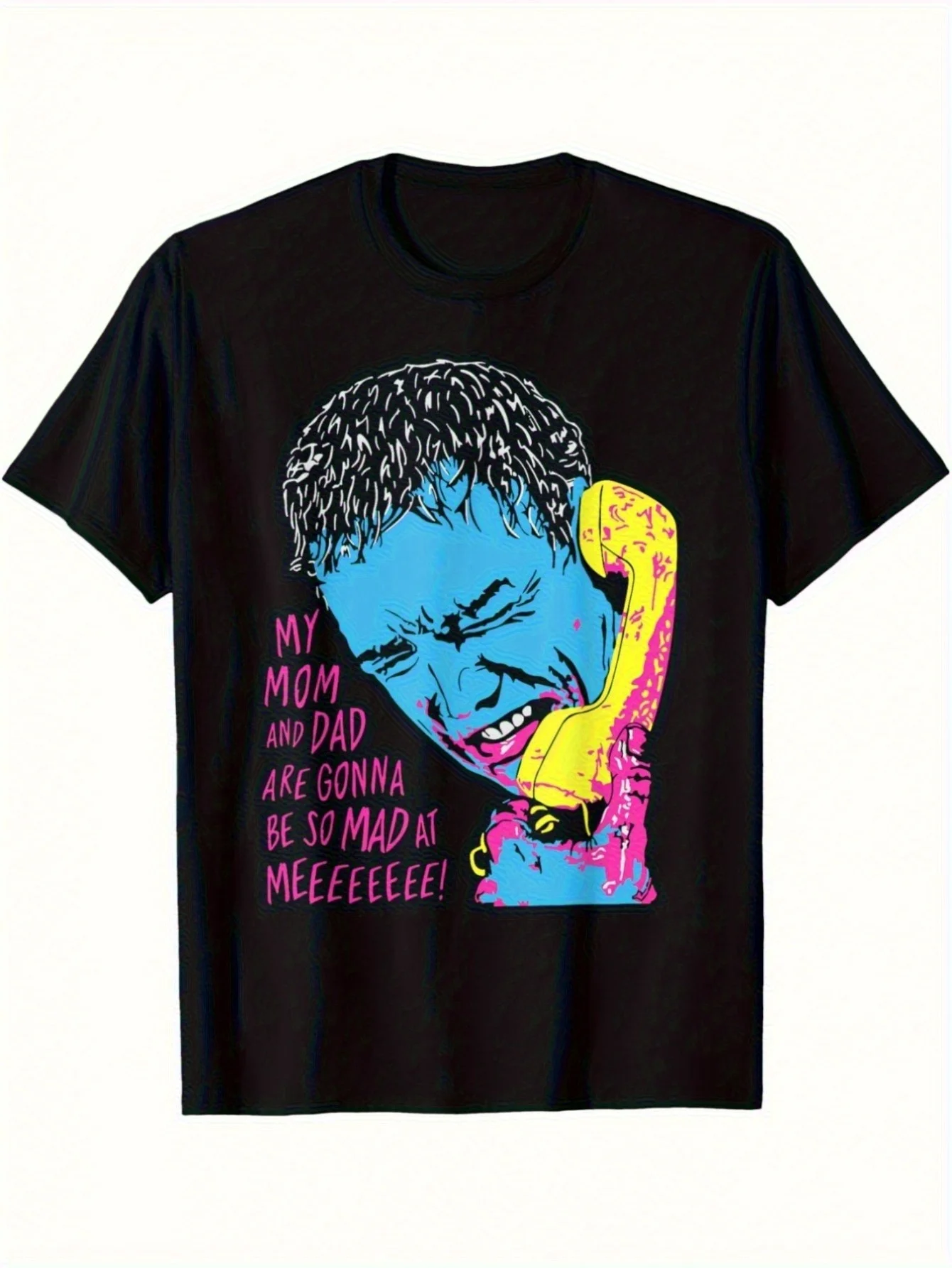 

Funny Funny Face Movie Ghost Pattern T-shirt "My Mom and Dad Will Be Super Angry!" Fun Trendy Short Sleeved Round Neck Top