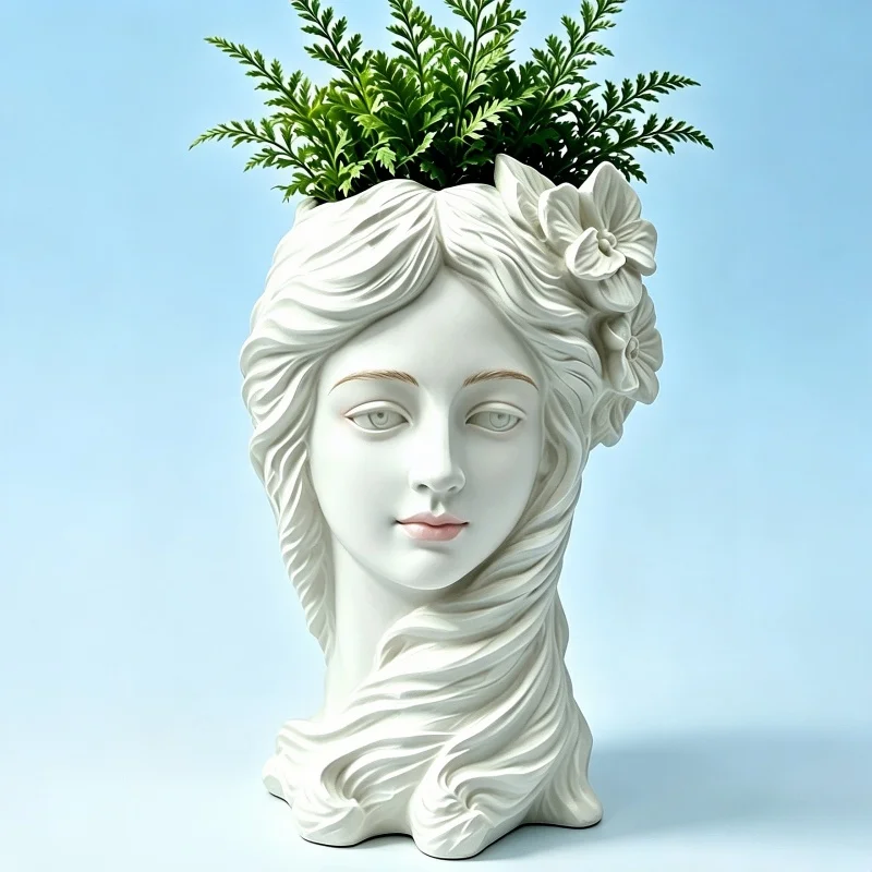 Moule en silicone pour résine et plâtre, motif statue de déesse rétro, pour plante succulente en pot, sculpture de portrait féminin, boîte de rangement, porte-stylo