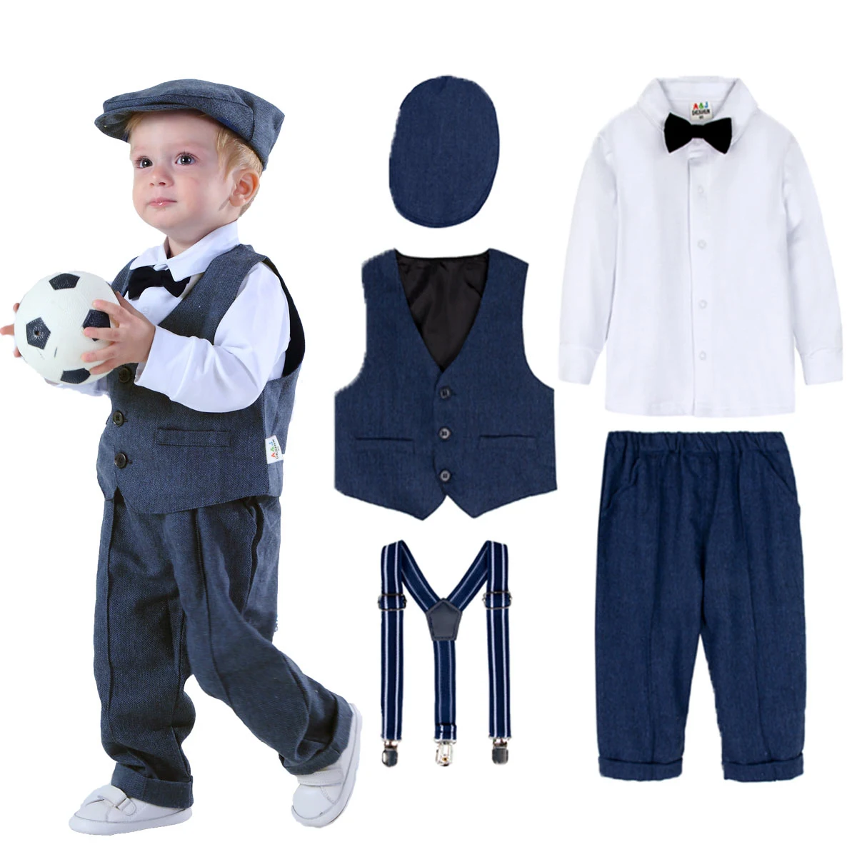 Suit for Kids Boys Baptism Outfit Toddler Easter Set Infant Formal Party Wedding Gentleman Clothing Shoot Ceremony Photo Tuxedo