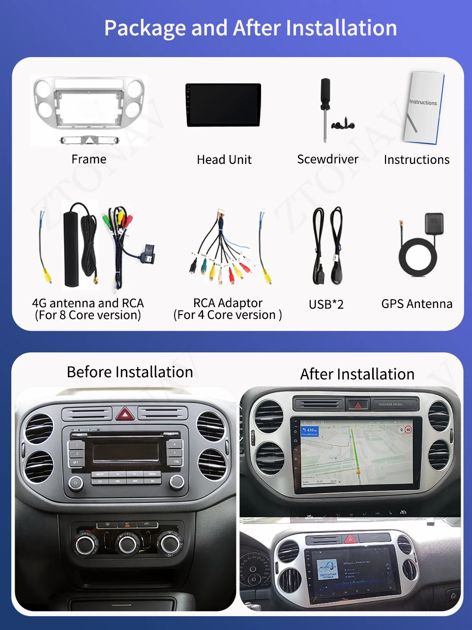 Android Radio For Volkswagen Tiguan 1 NF 2006 - 2016 Car DVD Player Headunit GPS Navi Carplay Android Auto Support 360 Camera