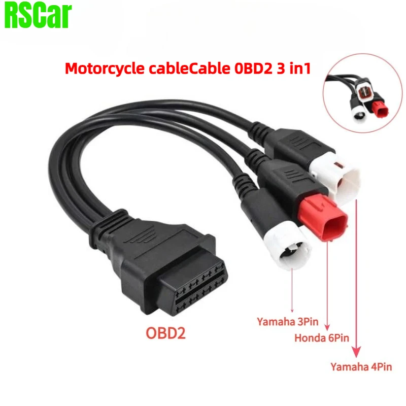 

Latest Adapter for Yamaha Motorcycle 3pin/4pin for Honda 6pin OBD Diagnostic Canbus Connector Cable OBD2 3 in1 Plug Cable Line