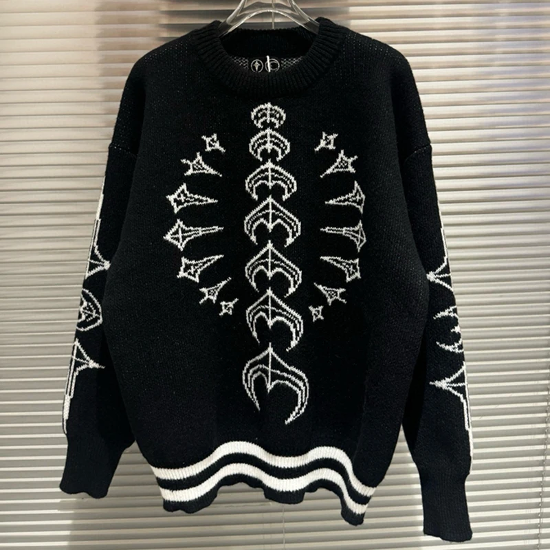 

Cross-border Trend Thug Club Sweater Autumn Winter High-quality Casual Logo Jacquard THUG CLUB Knitted Pullover Men Women