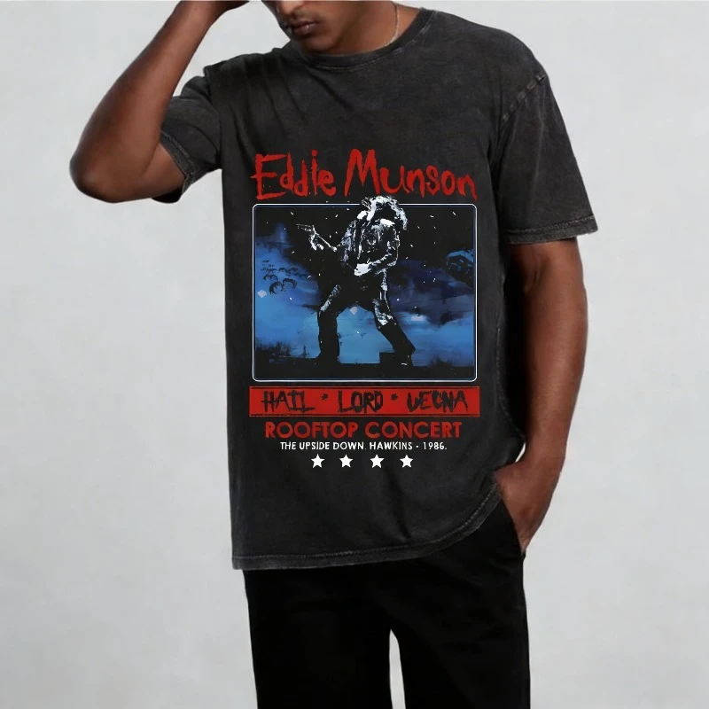 

Футболки с принтом Эдди Мунсона для мужчин и женщин, повседневные оверсайз футболки с эффектом потертости, винтажные, с изображением демогоргона, каннибалов и цветочных монстров.