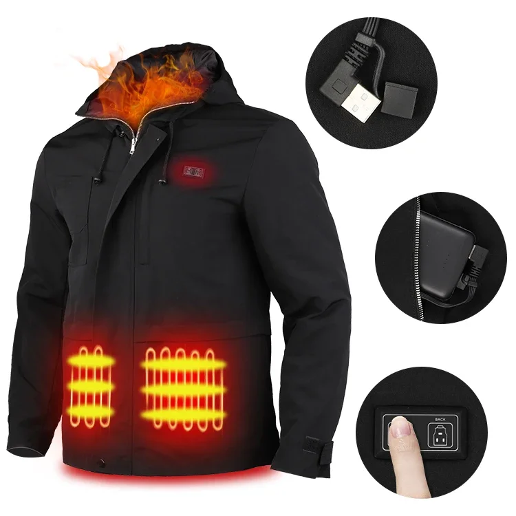 Service 5V 7.4V 12V Winter Infrared Heated Jacket With Heating Electric Coat