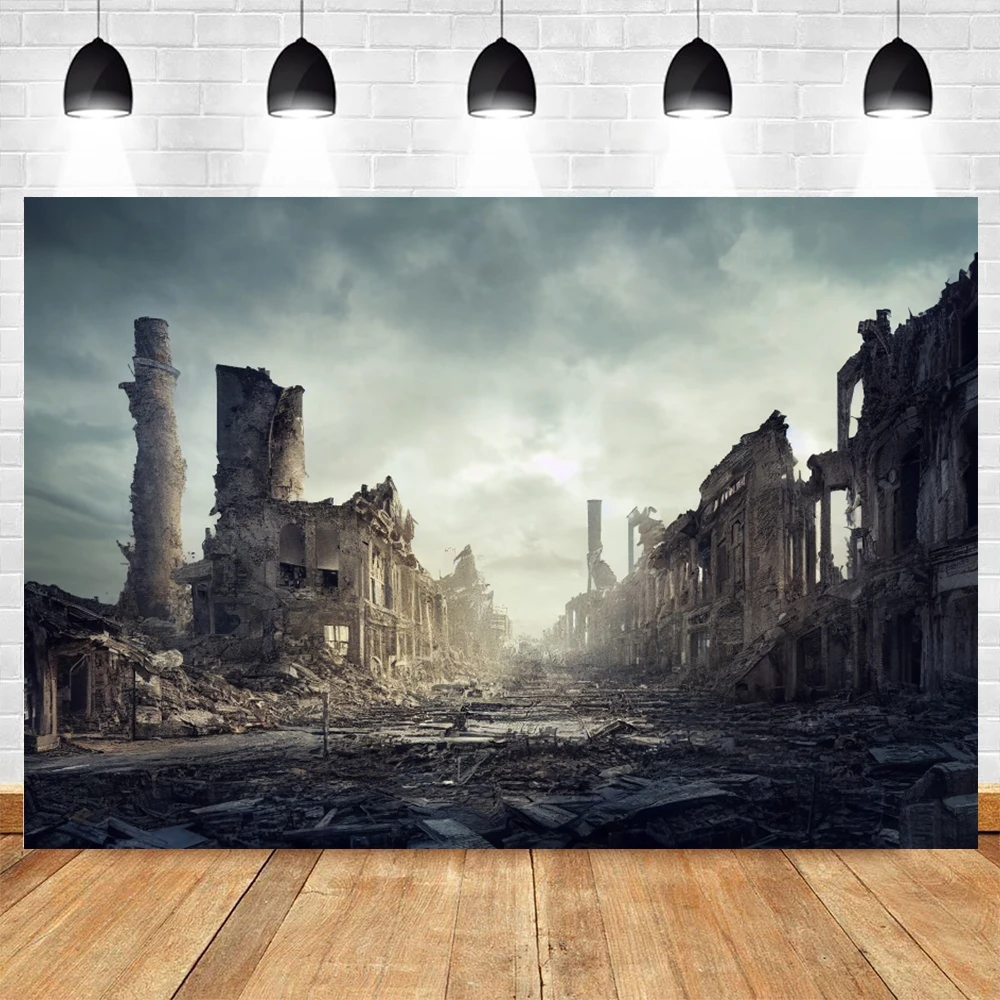 خلفية التصوير الفوتوغرافي لمدينة الأنقاض المدمرة ، الخلفية المظلمة ، استوديو الصور ، الشوارع ، الكوكب ، سقوط النيران ، هرمجدون