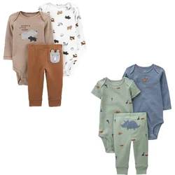 Autumn Baby Boy Clothes Sets Cute Cartoon Animal Outfits Baby Bodysuits+Pants 3PCS Kids Pajama Sets Pure Cotton 0-24M Jumpsuit