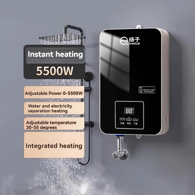 Electric Tankless Water Heater 5500W 220V on Demand Instant Endless Water Heater with LED Temperature Display