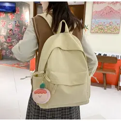New Canvas School Backpack Durable Portable Schoolbag Adjustable Strap Large Capacity Travel Bag