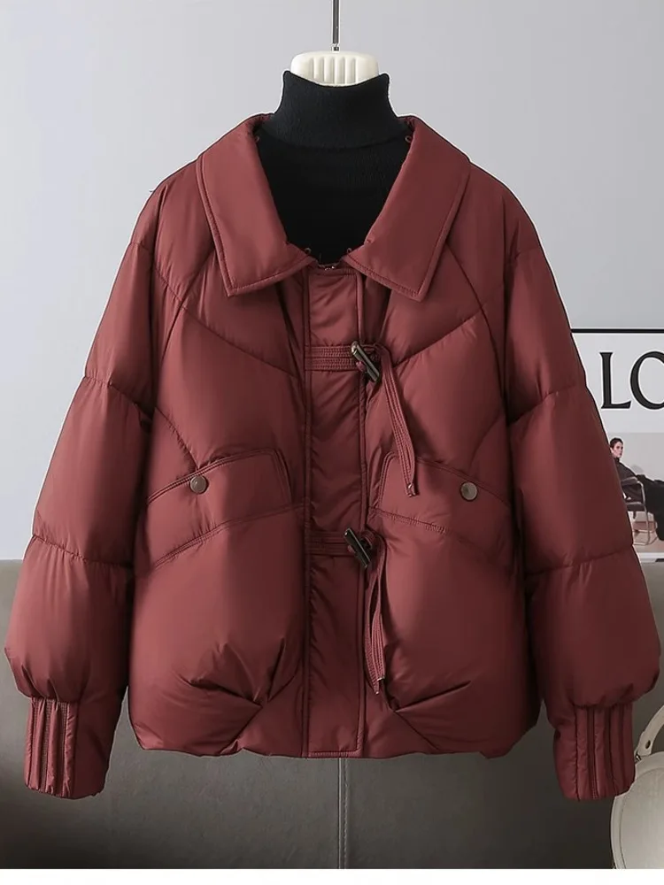 Moda jaqueta de inverno feminina 2025 novo coreano grande gola de pele grosso chique jaqueta de algodão parkas feminino casaco curto fino quente outerwear