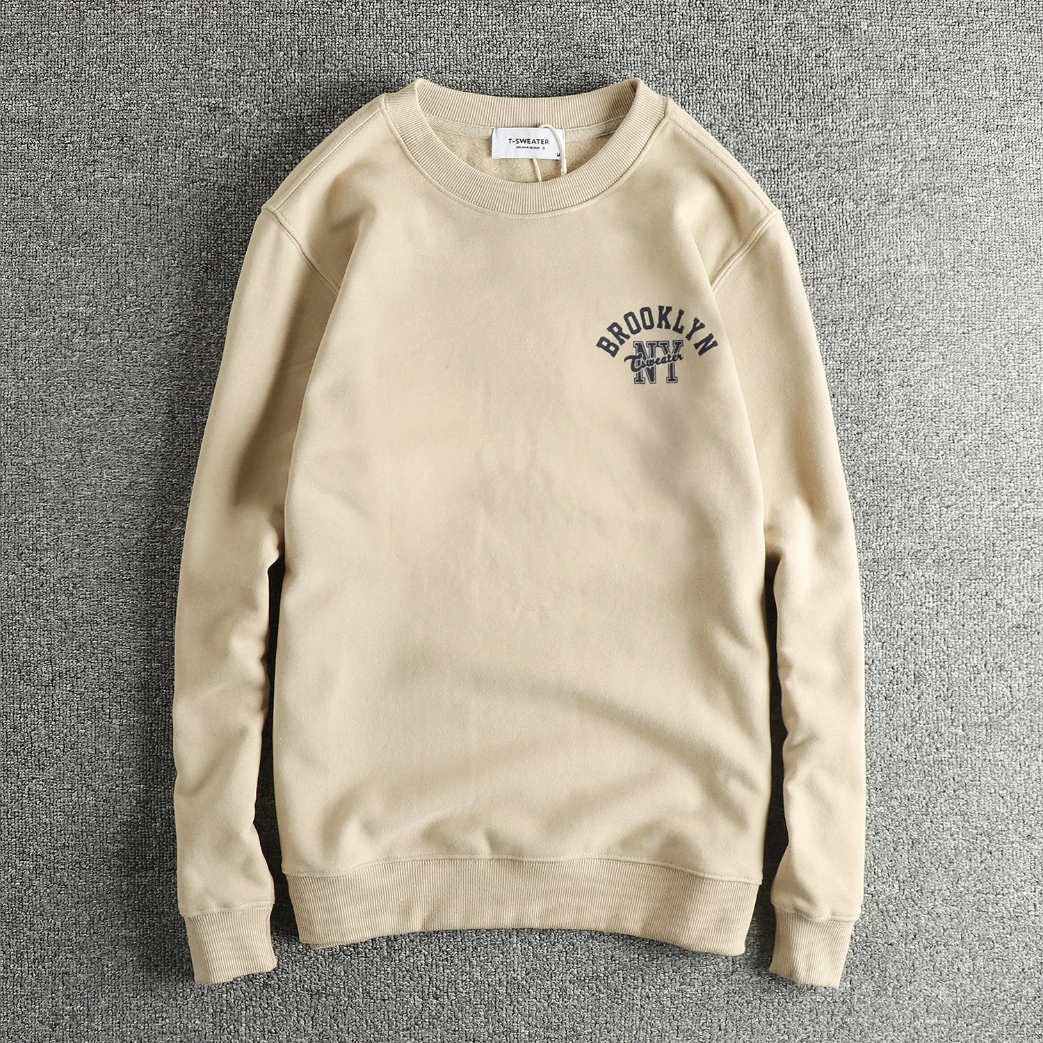 سترة جديدة للخريف والشتاء بطباعة حروف كلاسيكية بسيطة بالإضافة إلى سترة مخملية سميكة برقبة دائرية للرجال #3