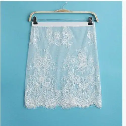 Versatile Base Layer Lace Skirt See through Half Length Women's Single Layer Skirt Casual Nylon Fabric H Type Standard Fit