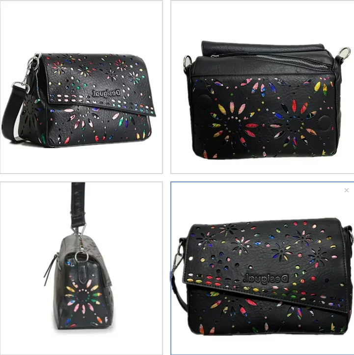 

Original order for foreign trade, original order from Spain, new style black perforated, fashionable and versatile single-should