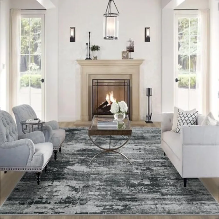 

10x14 Area Rugs for Living Room: Large Machine Washable Area Rug with Non Slip Backing Non Shedding Abstract Stain Resistant Ca