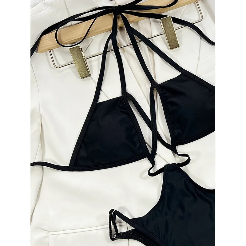 Black One Piece Swimsuit Female 2024 Trikini Swimwear Women Cut Out Bathing Suits Summer Beach Wear Bather Monokini Swim Pool