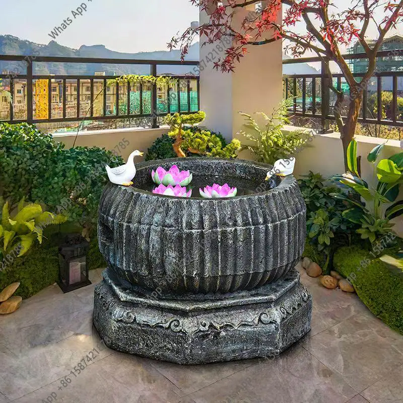 Garden flowing water ornament circulating water outdoor floor fountain landscape garden water feature fish pond decoration