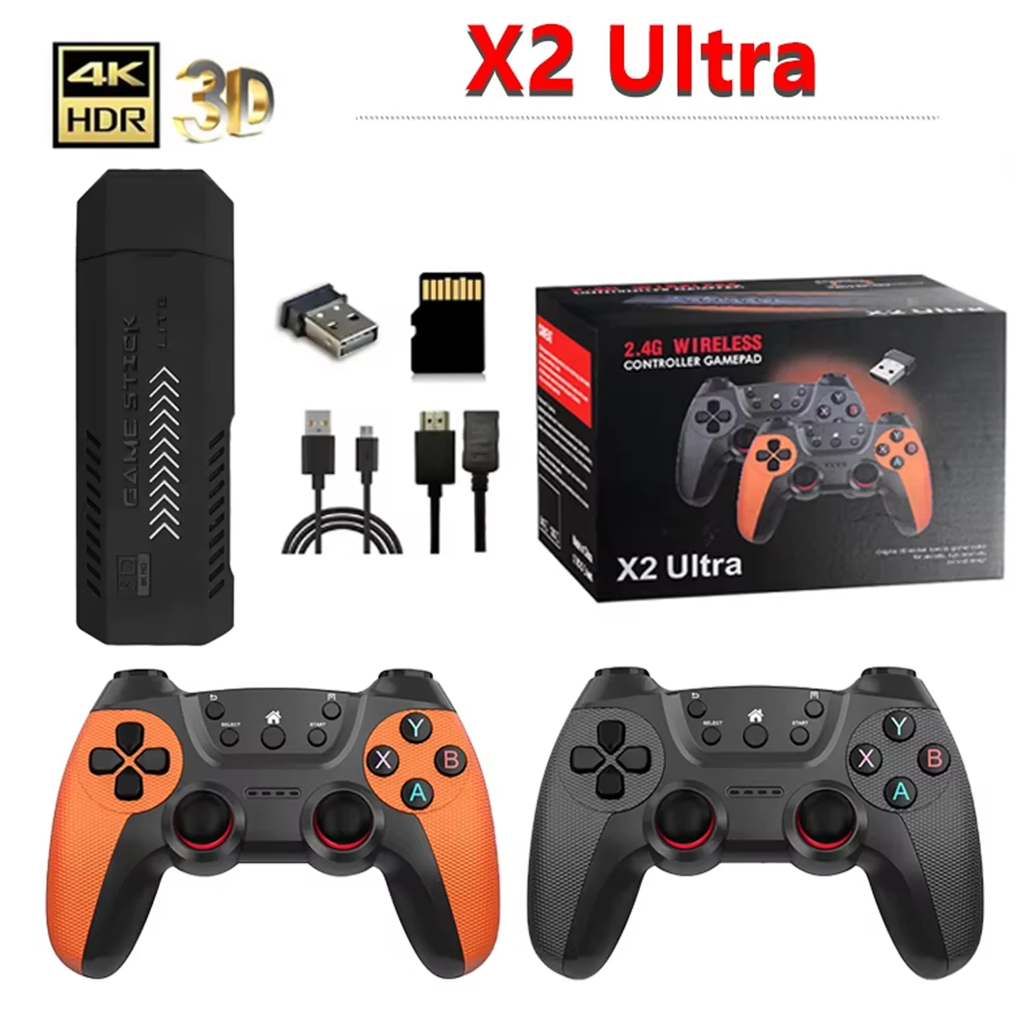 

X2 Ultra Video Game Stick Console Or ONLY 2.4G Double Wireless Controller 4K HD30000 Games 128G Retro Games Christmas Gift
