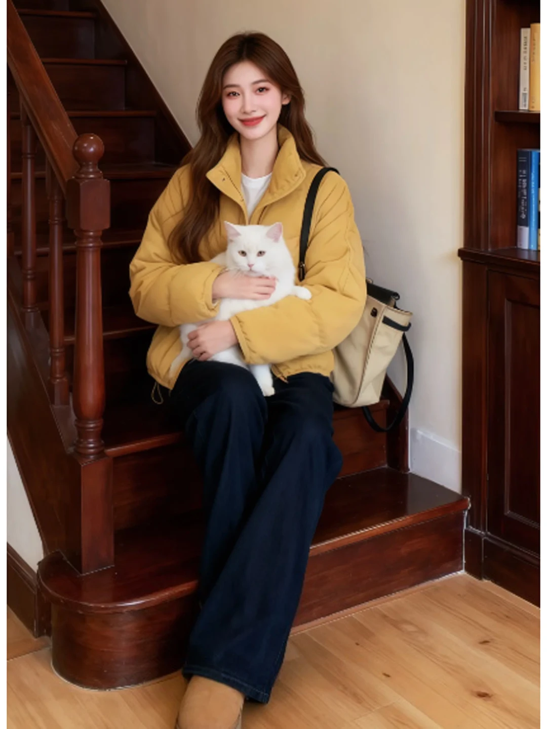 

Корейское свободное хлопковое пальто, милое уникальное зимнее пальто небольшого размера, удобное теплое хлопковое пальто для женщин