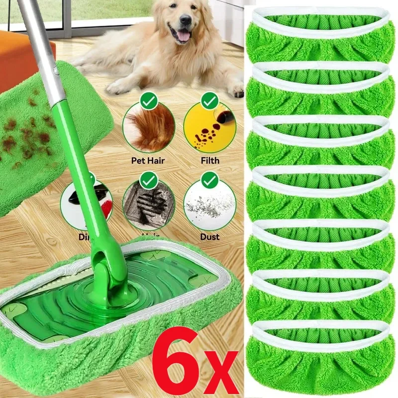 

Reusable Green Microfiber Mop Pads Replacement Washable Rag Towel Furniture Flooring Sweeper Wet & Dry Cleaning Cloths Mop Head