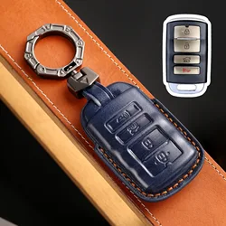 4 Bottons Leather Car Key Case Fob Cover for KIA Cadenza K9 K7 K-04 Sorento K04 K900 New K7 Keychian Accessories