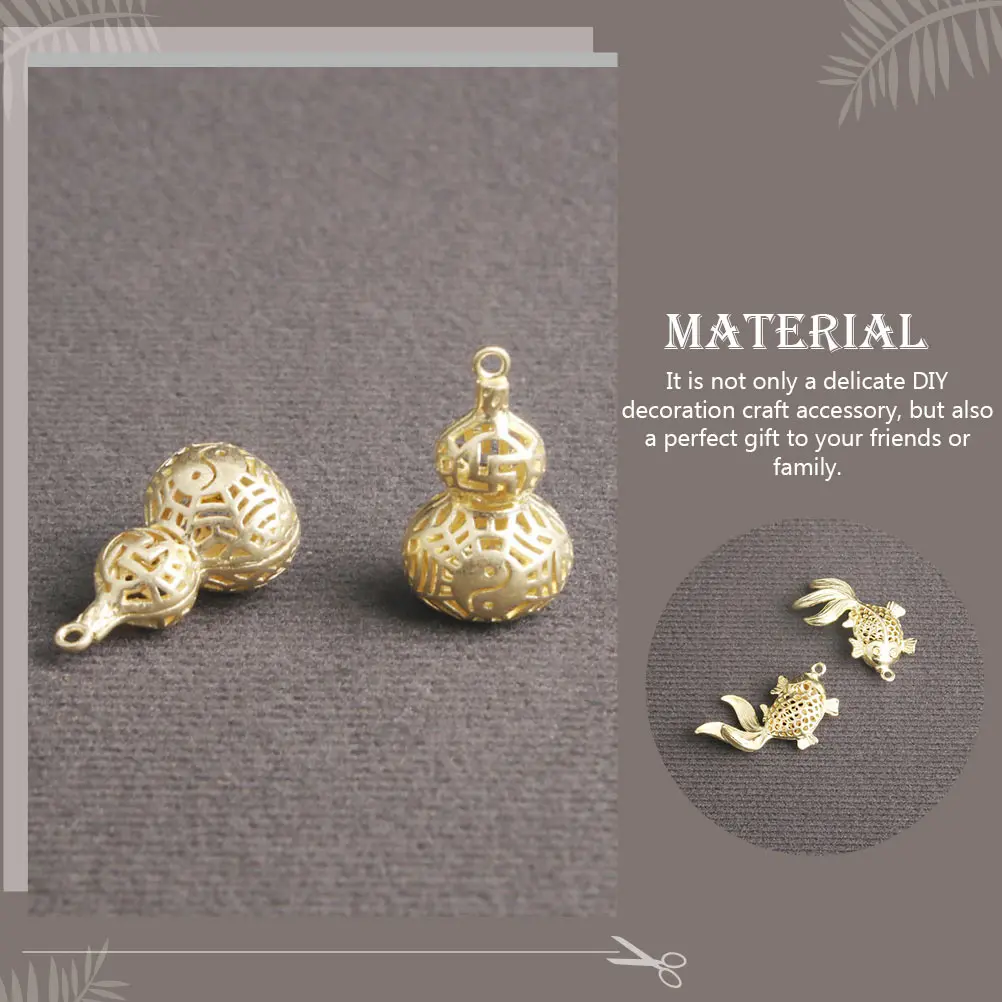 

6Pcs Retro Brass Lotus Seed Pod Eight-Trigram Gourd Keychain Pendants Handmade DIY Craft Materials Vintage Key Hanging