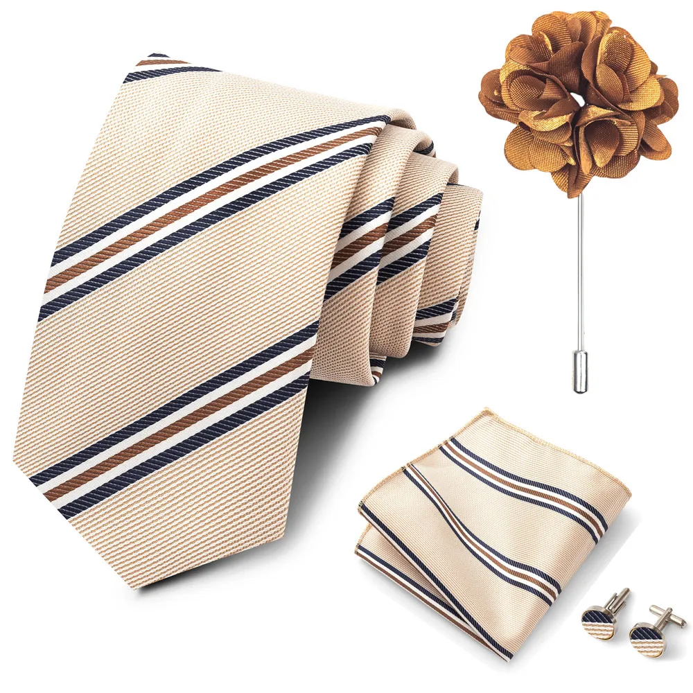 Großhandel Mode 8 cm Krawatten-Set, Krawatte, Einstecktuch, Manschettenknöpfe, Anstecknadel, Lila Paisley, Herren-Krawatten, passend als Geburtstagsgeschenk – Detail 32