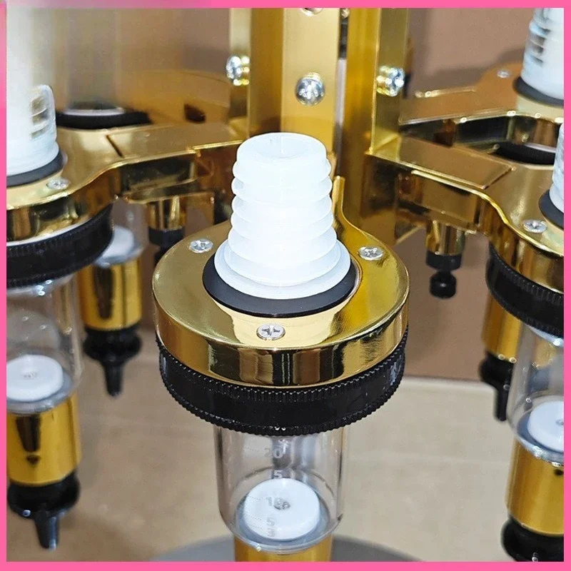 6 pcs transparent glass with graduated pump head turntable gold set