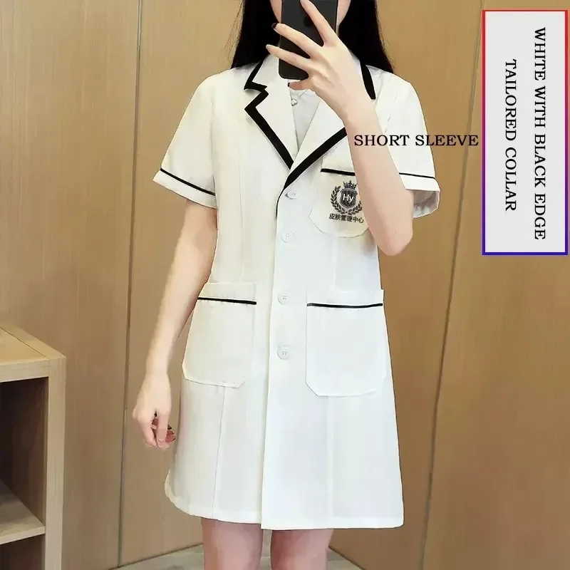 Oversized Jacket Beautician Top Beauty Salon Short Dress Nurse Uniform Spa Workwear Doctor Uniform Scrub Top Clinic Lab Coat