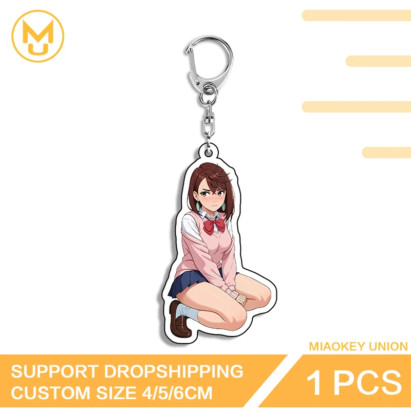 Pretty Momo Ayase Anime Figure Amusing Edgy Sitting Posture Double Sided Acrylic Keychain HD Pattern Backpack Decor Collection