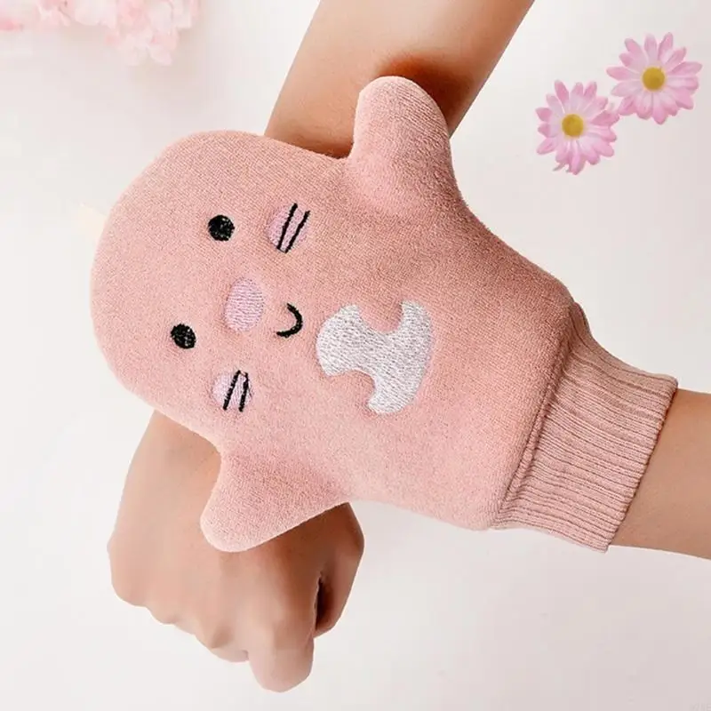 97BE الإبداعية قفازات حمام الطفل الأطفال الكرتون الصبار حمام منشفة تنظيف م #2