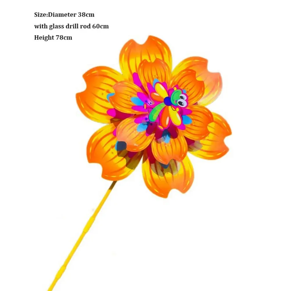 Multistyles Bee Cartoon Petal Windmill Diameter 38cm PVC Standing Lawn Flower Large Turntable Double Layered