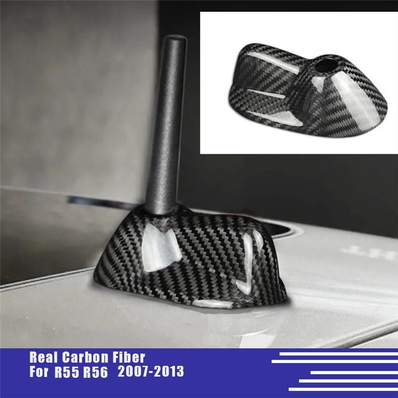 Real Carbon Fiber Roof Shark Fin Antenna Cover Trim for Mini Cooper Clubman R55 R56 2007-2013 Car Aerials Accessories