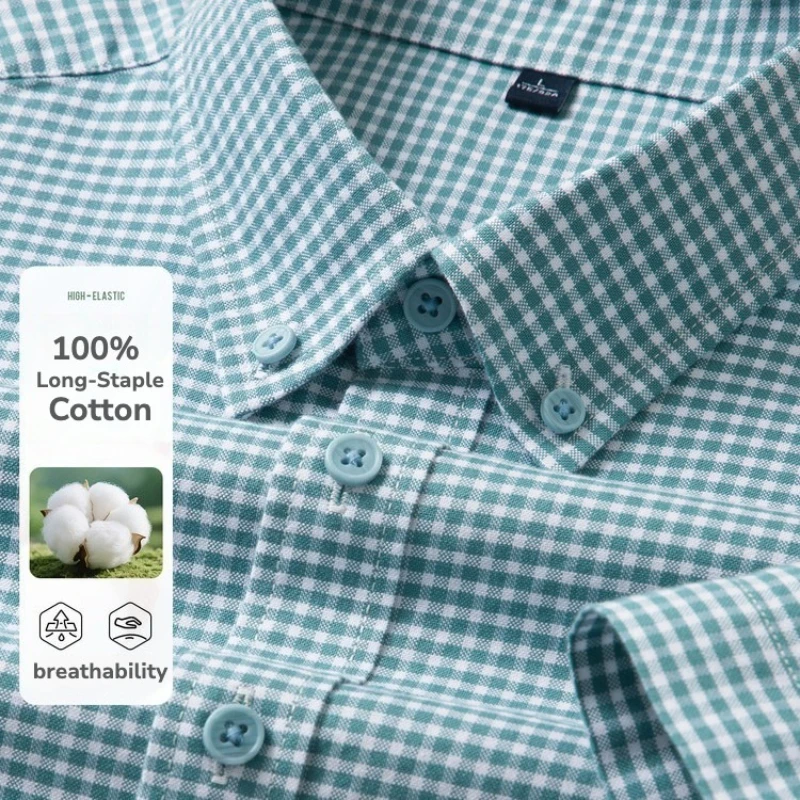 

100% Cotton Short Sleeve Plaid Shirt – Soft, Breathable, Skin-Friendly, Casual & Business Summer Top