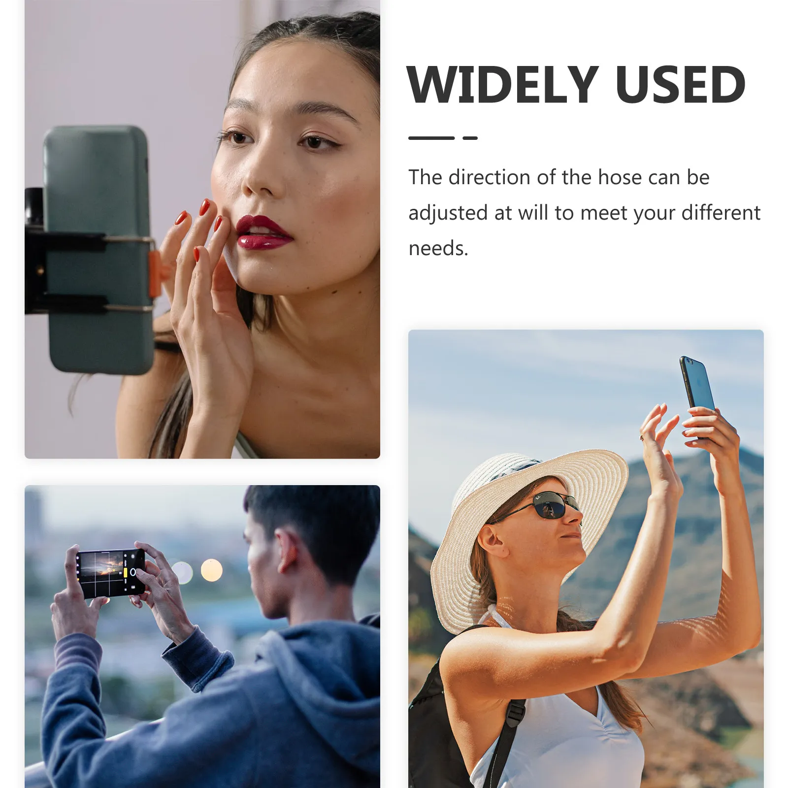 3Pcs Flexible Gooseneck Phone Holder with Rotatable Long Arm, 5.8–8.5cm Wide Compatibility for Smartphones