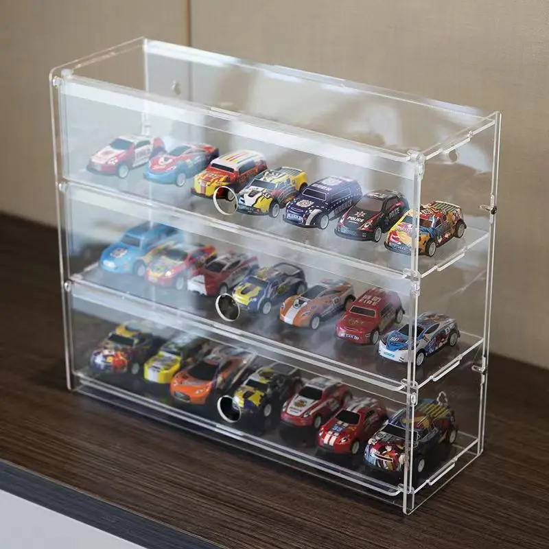 Acrylic Car Model Display Cabinet, Transparent, Dustproof, Hot Wheels, Multilayer Storage Box, for 1/64 Racing Car Models