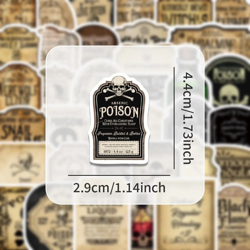 

10/50PCS Gothic Potion Label Cool Creative Decorative Pencil Box Skateboard Water Cup Phone Case Waterproof Sticker Decal