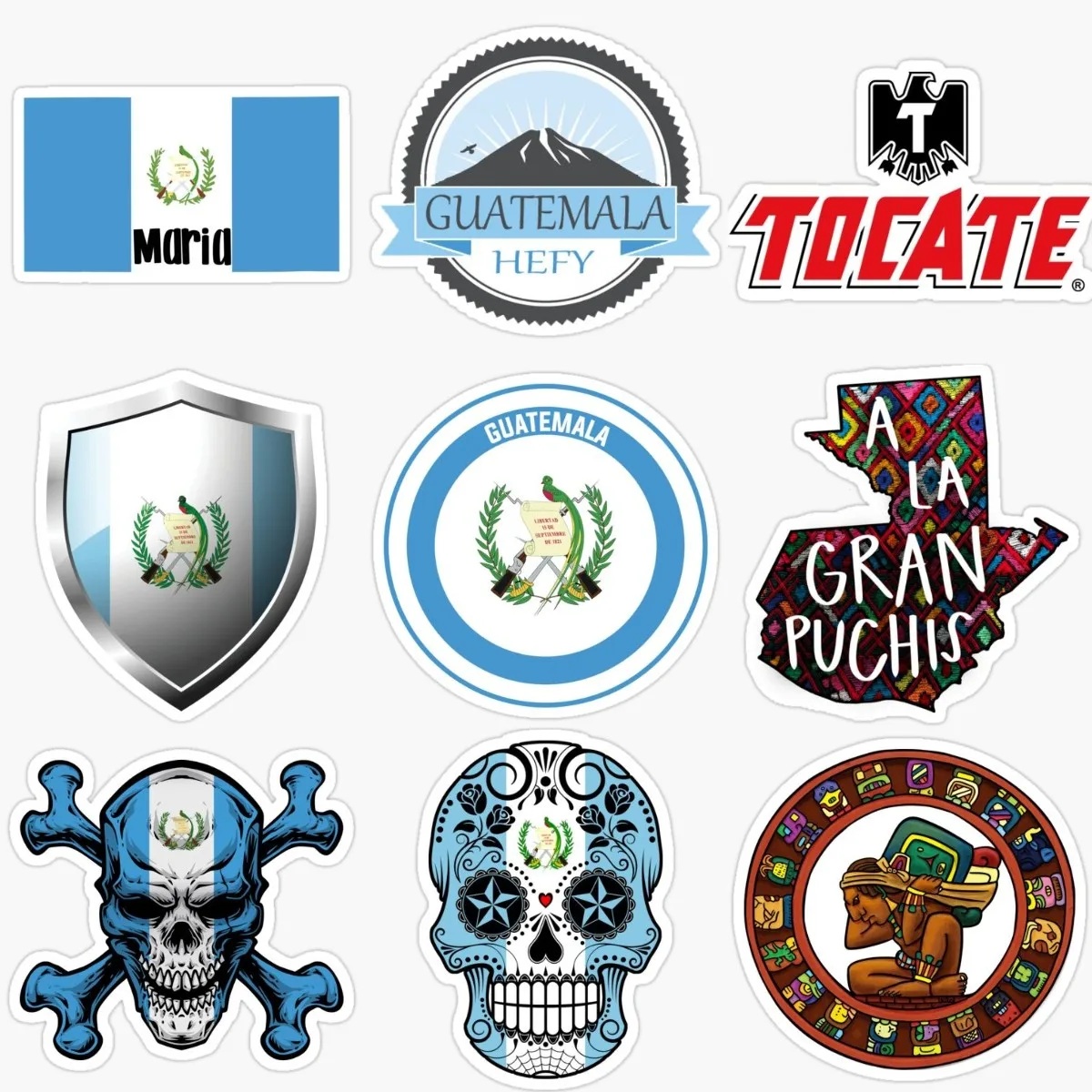 Guatemala Flag Map Skull National Emblem Creative PVC Waterproof Stickers Accessories for Decorate Car Van Suv Wall Motorcycle