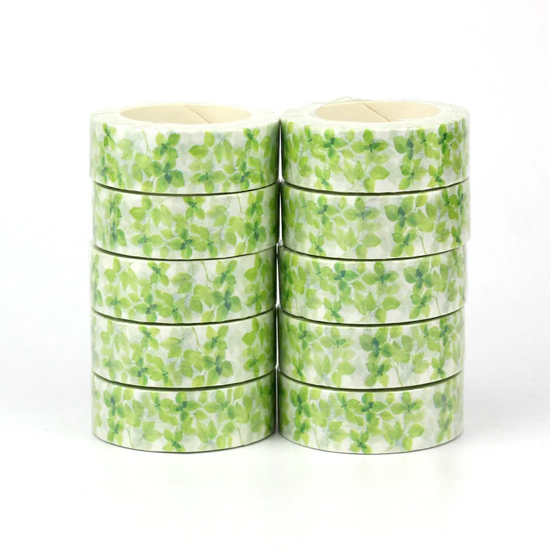 NEW Bulk 10PCS./Lot Decorative Fresh Plant Green Leaves Washi Tapes for Journaling Adhesive Masking Tape Cute Stationery