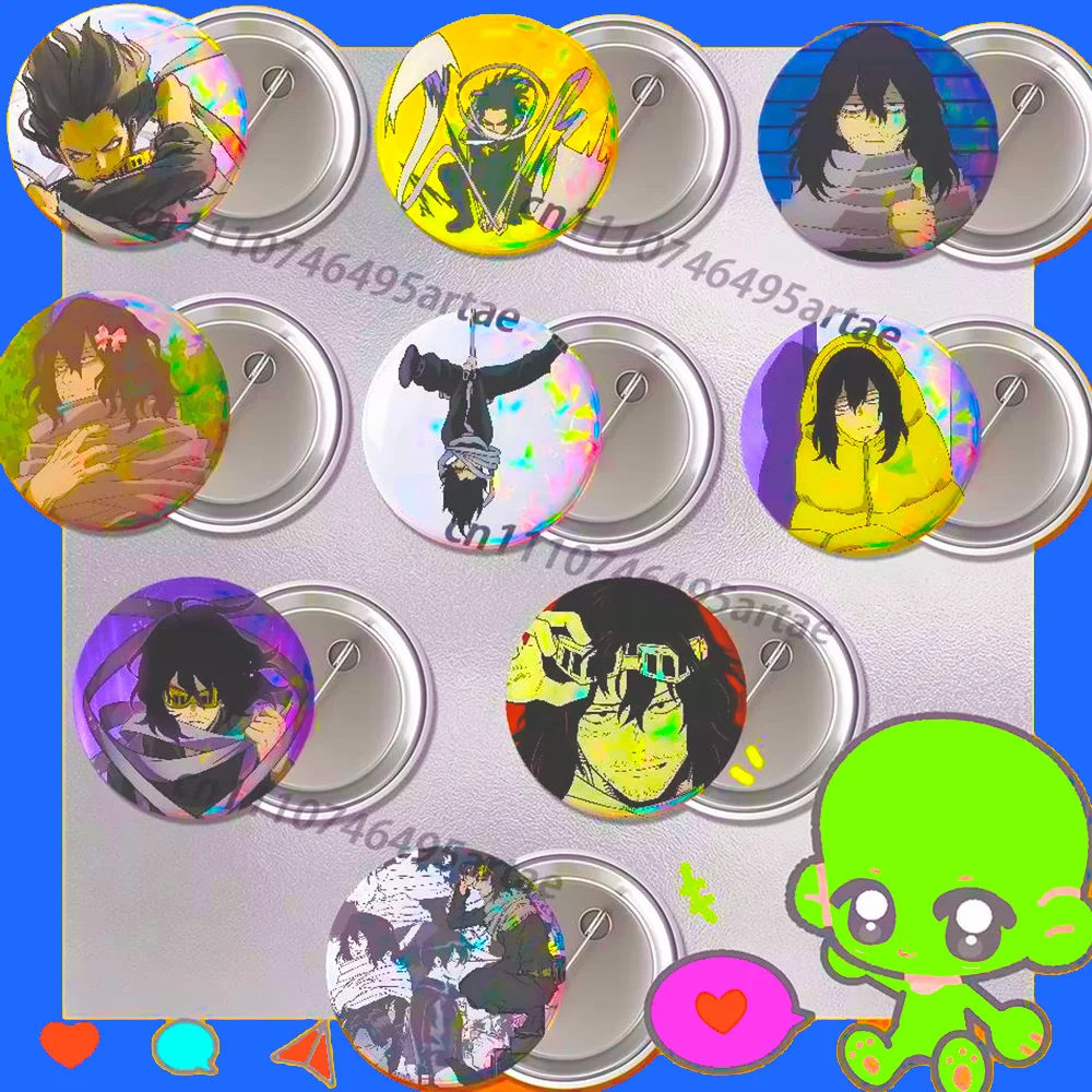 Badges25 32 44 58 75mm Round Cosplay Pin Fans Collect Friends Gifts Brooch Souvenir Custom MHA A-Aizawa Shouta My H-Hero Clear