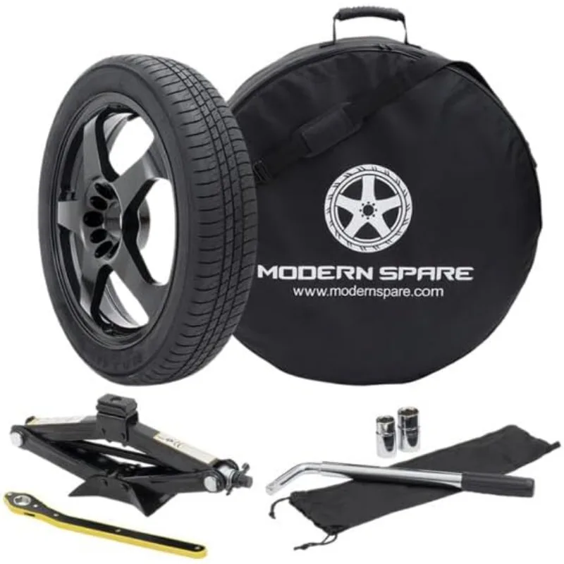 Complete Compact Spare Tire Kit w/Carrying Case - Fits 2020-2024 Model Y - Modern Spare