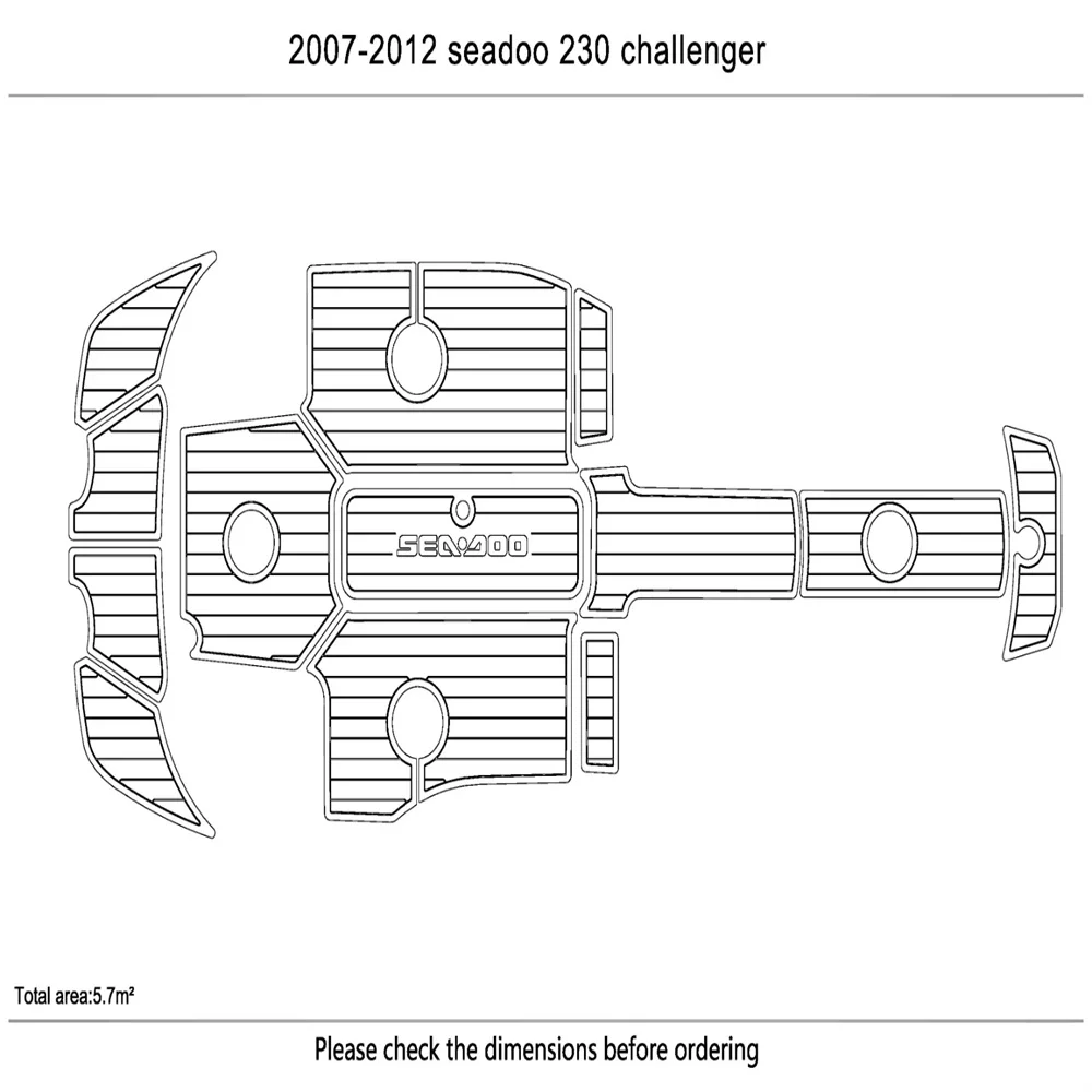 

2007-2012 seadoo 230 challenger Cockpit Swim platform 1/4"6mm faux teak floor Mat SeaDek MarineMat Gatorstep Style Self Adhesive