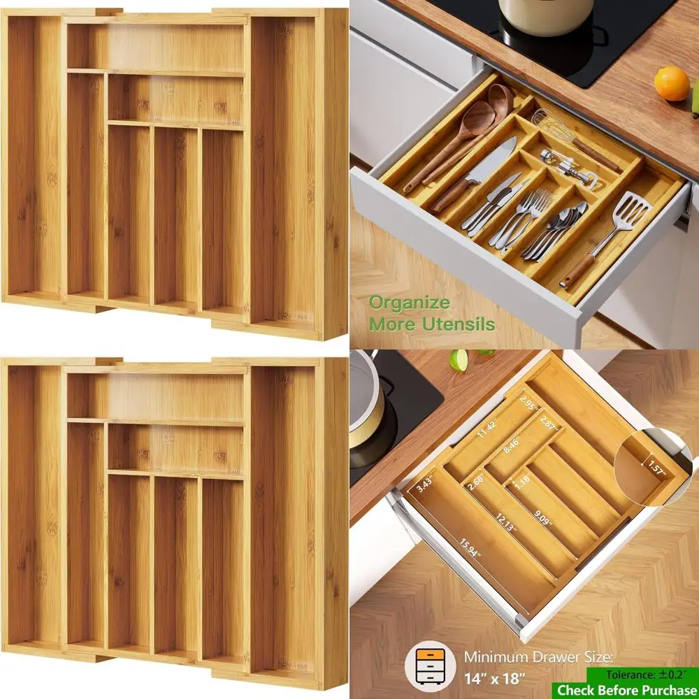

Регулируемый деревянный органайзер для столовых приборов: выдвижной лоток для кухонных принадлежностей для кухни, спальни, гостиной